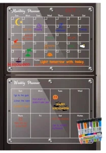 16x12 Magnetic Fridge Dry Erase Board Calendars Monthly Weekly Magnetic Markers - Picture 1 of 4