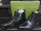 Men's Shoes Genuine Crocodile Alligator Leather Boot Shoes for Men Size 10 US