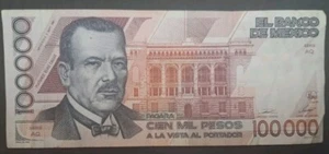 1991 Mexico 100000 Pesos P94b Serie AQ V7796435. - Picture 1 of 3