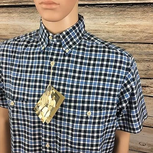 Khaki's Arrow Big Oxford Men's Small Blue Plaid Button S/S Shirt NEW MSRP $34 - Picture 1 of 8