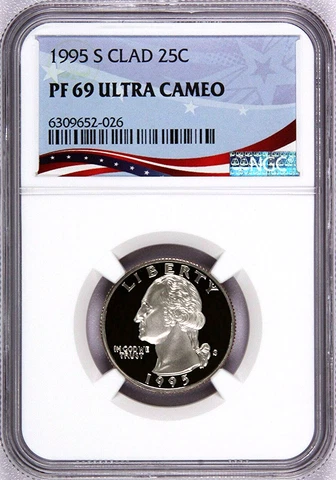 1995-S Washington Proof Quarter, Graded PF69UC by NGC * OSR Patriotic Label Cover