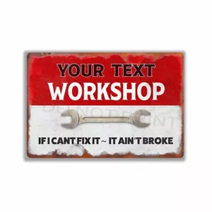 If I Cant Fix - It Aint Broke rustikal rot ÜBER weiß Werkstatt METALLSCHILD oder AUFKLEBER - Bild 1 von 16