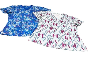2-Barco One Women's Size S Multi Color Geometric Print Uniform Tops Lot of 2 - Picture 1 of 11