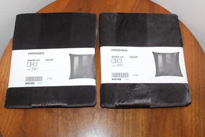 IKEA PIRANKA CUSHION COVERS SET OF 2 COTTON BLEND DARK CHARCOAL GRAY 20" x 20" - Picture 1 of 4