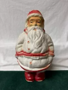 Antico cartone uovo rosso bianco Babbo Natale in mache 10-1/2” così com'è - Foto 1 di 7