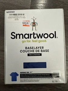 Smartwool Thermal Merino Base Layer Short Sleeve Pattern Cobalt Men’s XL - Picture 1 of 4