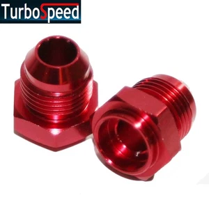 1 Pairs -8AN Male to Weld-On Bung 0 Degree Hose End Fitting Adapter Flare Red - Picture 1 of 7