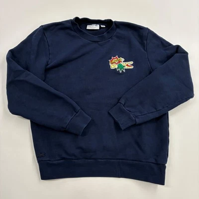 Sudadera pulóver de manga larga azul para hombre Lacoste cuello redondo talla M Foto 1 de 4