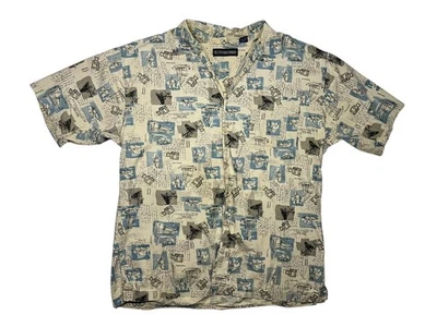 CAMISA HAWAIANA DE VELA THE J. PETERMAN COMPANY Marrón/Azul Verano Playa Para Hombre XL Foto 1 de 4