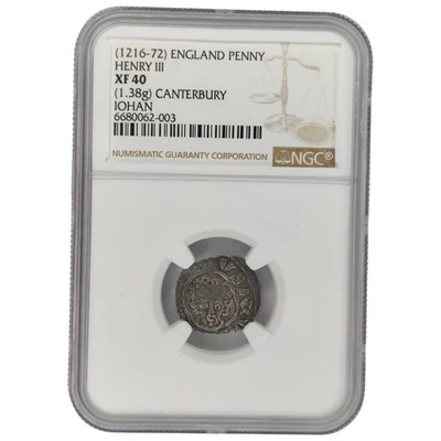 Inglaterra Plata Henry III Penny Canterbury Iohan NGC XF40 Doble Golpe Clase 7a1 Foto 1 de 2