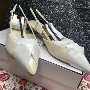 GUESS Women's Jesson Pump 7.5 M, Ivory 150 Slingback Pump Kitten Heel - Picture 1 of 10
