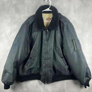 Vintage Made In USA Dickies Sherpa Lined Fur Collar Bomber Nylon Jacket Size XXL - Picture 1 of 10