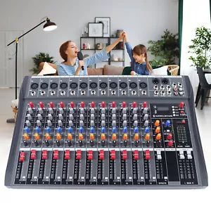 12 Channel Audio Mixer Bluetooth USB DJ Sound Mixing Console Amplifier Studio - Picture 1 of 24