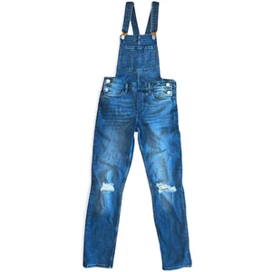H&M &Denim Overall Jeans KId's Size 11/12 Yr Distressed Medium Wash Denim - Picture 1 of 10