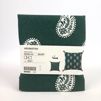Funda Cojín Almohada Algodón 20" x 20" Verde Cachemira 2 Lados Ikea AROMATISK 2023 Foto 1 de 4