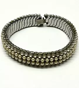 Vintage Airflex Strass Perle Choker Erweiterung Halskette selten - Bild 1 von 8