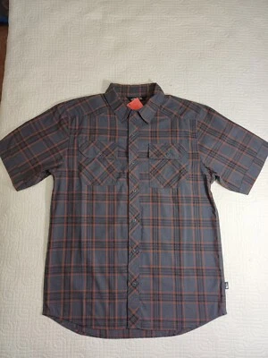 Camisa The North Face Metal Botón a Presión Para Hombres Pequeña Gris Cuadros Bolsillo Occidental Nueva Foto 1 de 4