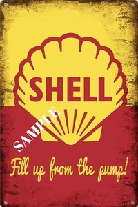 SHELL Rustic Look Vintage Tin Metal Sign Man Cave, Shed-Garage AU SELLER - Picture 1 of 2