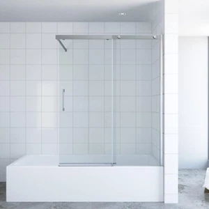 Badewannenaufsatz 110 x 150 cm Nano Glas Duschwand mit Schiebetür für Badewanne - Bild 1 von 11