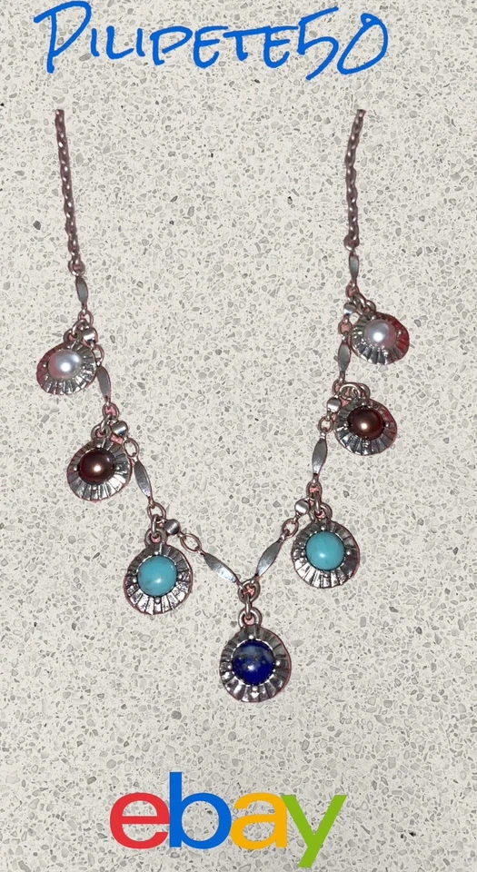 Collar enchapado en plata con detalles semipreciosos Lucky Brand para mujer nuevo en caja Foto 1 de 4