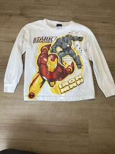 Vintage Mad Engine Y2K Marvel Iron Man White Long Sleeve Graphic Size Small - Picture 1 of 6