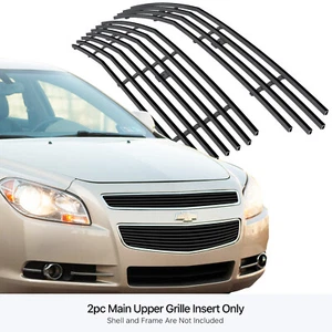 Fits 2008-2012 Chevy Malibu Upper Stainless Black Billet Grille Grill Insert - Picture 1 of 7