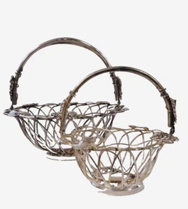 Cestas de frutas Godinger plateadas con cable de flores de 7" y 11" - Imagen 1 de 10