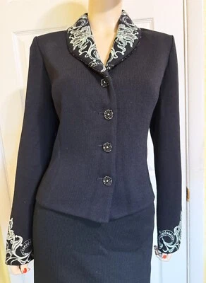 Excelente chaqueta de noche St John con pedrería y bordados talla 14 Foto 1 de 4