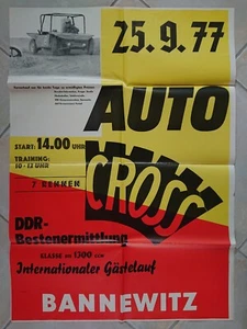 altes Plakat Werbung Auto-Cross Bannewitz DDR Bestenermittlung Sept. 1977 - Imagen 1 de 6