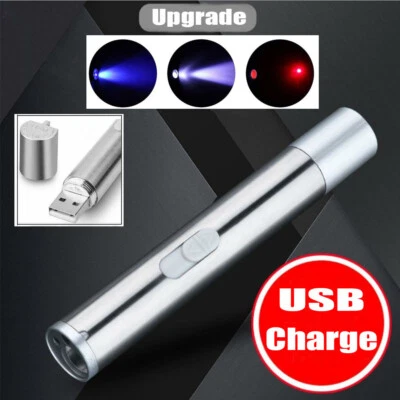 650nm Rechargeable Red Laser Pointer Pen LED Flashlight UV Light Cat Dog Pet Toy - Image 1 of 4