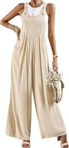 Women Wide Leg Overalls Jumpsuits Loose Bib Romper One Piece Straps Flowy Palazz - Picture 1 of 26
