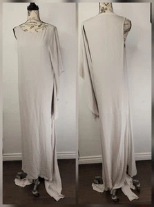 Maxi Abito Max Azria Tg M Slip 100% Seta Drappeggio Abito Asimmetrico Fata Capricciosa - Foto 1 di 10
