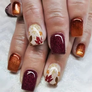 Thanksgiving Maple Leaf Designs Press On Nail Warm Autumn on Nail - Picture 1 of 8