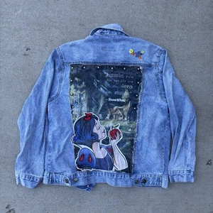 Disney Snow White Denim Jean Jacket Womens Sz S Light Blue Embroidery Patches - Picture 1 of 11