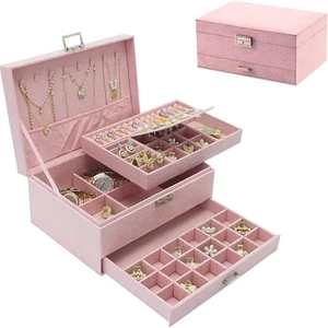 Large Jewelry Boxes Flannel Fashion Storage Drawer Cabinet Necklace Organizer u - Picture 1 of 7