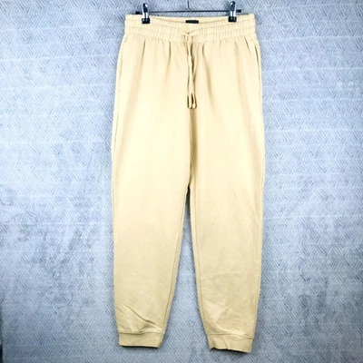 H&M Pantalon Jogging Femme S Beige Taille Élastique Cordon Poches Ourlet Côtelé - Photo 1/4