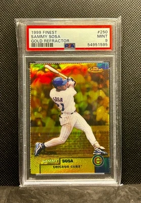 1999 TOPPS FINEST SAMMY SOSA GOLD REFRACTOR PSA 9 #/100 CUBS #250 RARE SP - Image 1 of 2