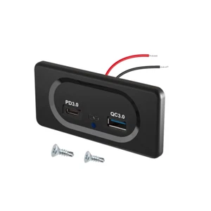 CARICABATTERIA PRESA DOPPIA USB TYPE C 12-24 V UNIVERSALE PER AUTO CAMPER BARCHE - Zdjęcie 1 z 6