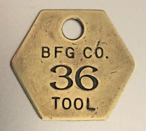 VTG Tool Check Brass Tag: BF Goodrich Co; Iconic Tire Maker, Akron Ohio - Picture 1 of 1