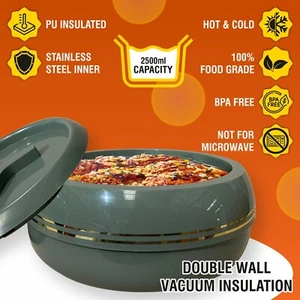 2500ml Stainless Steel Casserole With Twist Lock Lid Lunch Dinner Gift - Peacock - Picture 1 of 18