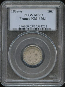 Napoléon Ier (1804-1814) 10 Cent. 1808 A Paris PCGS MS 63 - Imagen 1 de 2