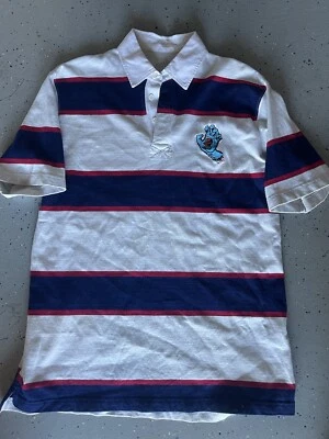 SANTA CRUZ polo shirt/L/cotton/WHT/border - Image 1 of 3