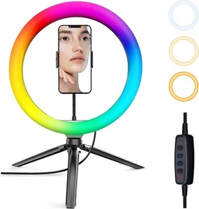 VITANO 10'' Ring Light with Tripod Stand Selfie RGB Dimmable - Picture 1 of 5