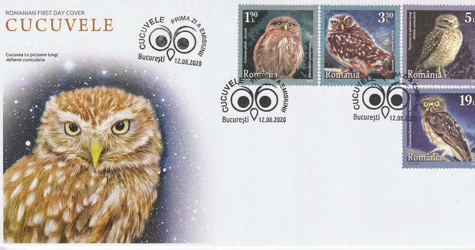 FUNDA RUMANIA 2020 BÚHOS PÁJAROS NOCTURNOS LUNA PRIMER DÍA POST Foto 1 de 1