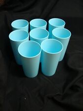 Lot of 8 PLASTIC TUMBLERS 26 oz BPA Free PASTEL TURQUOISE Heavy Durable Cups NEW