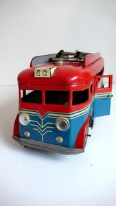 JOUSTRA TROLLEY-BUS "STADE" REF 442 TÔLE LITHOGRAPHIÉE Lg 31cm BEL ÉTAT 1952 - Imagen 1 de 12