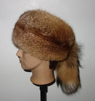 Fuchs Pelz Mütze Echt Fell Trapper Mütze Rotfuchs Kappe Fellmütze Jagd Fox Fur - Bild 1 von 4