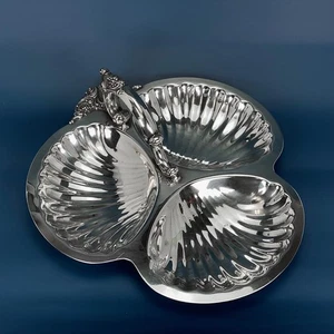 Baroque by Wallace Silberschmiede 3-teilige Muschelschale Servierschale - Bild 1 von 6