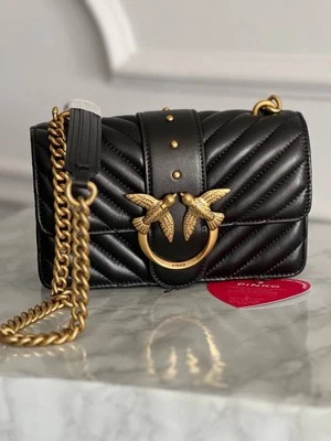 NUEVO Pinko Live Bolso Mini Bolso Bandolera Cuero Color Negro Foto 1 de 4