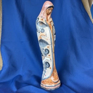 Vintage TONALA Madonna Virgin Mary Mexico 16.5" Pottery Figurine Statue Jalisco - Picture 1 of 19
